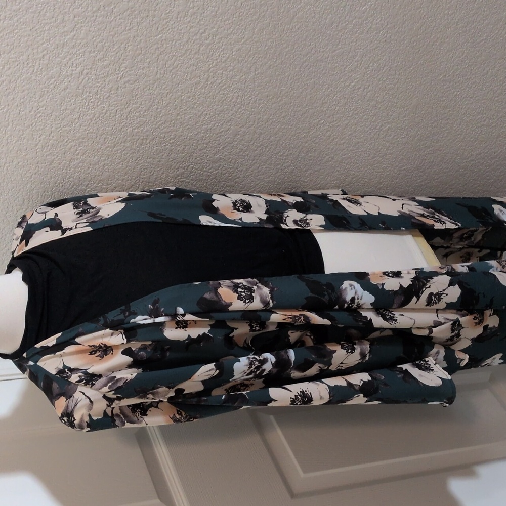 ✅Pink blush Kimono Robe  Open Front Green Floral  Duster Swim Cover